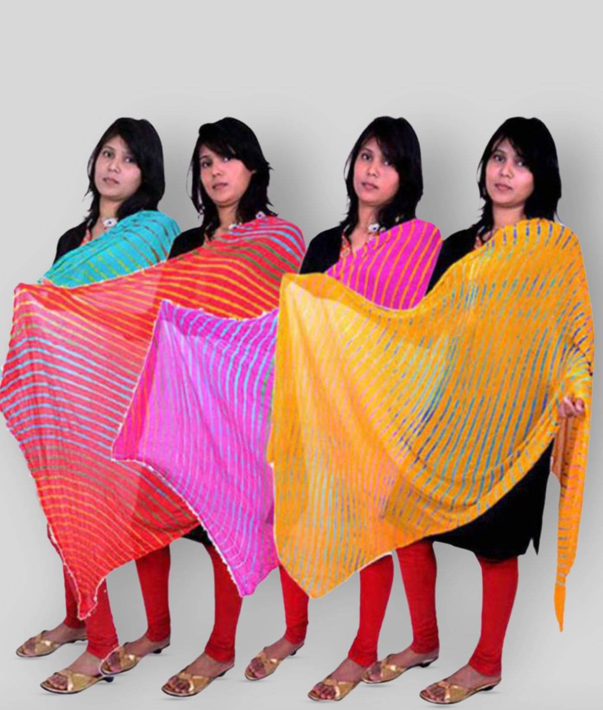 Raj Multicoloured Chiffon Leheria Dupatta Raj Multicoloured Chiffon Leheria Dupatta