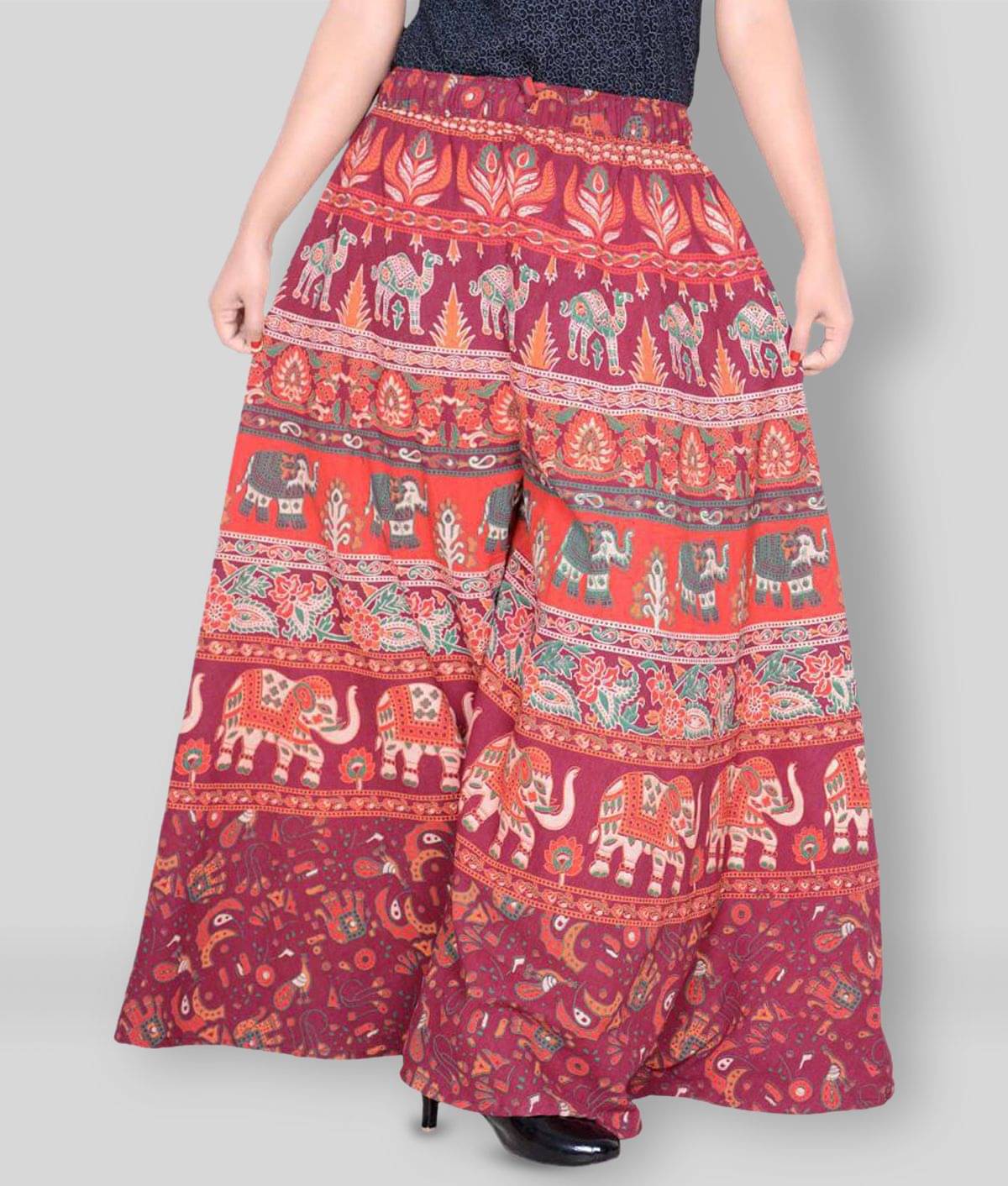 Sttoffa - Multicolor Cotton Flared Women's Palazzos ( Pack of 1 ) Sttoffa - Multicolor Cotton Flared Women's Palazzos ( Pack of 1 )