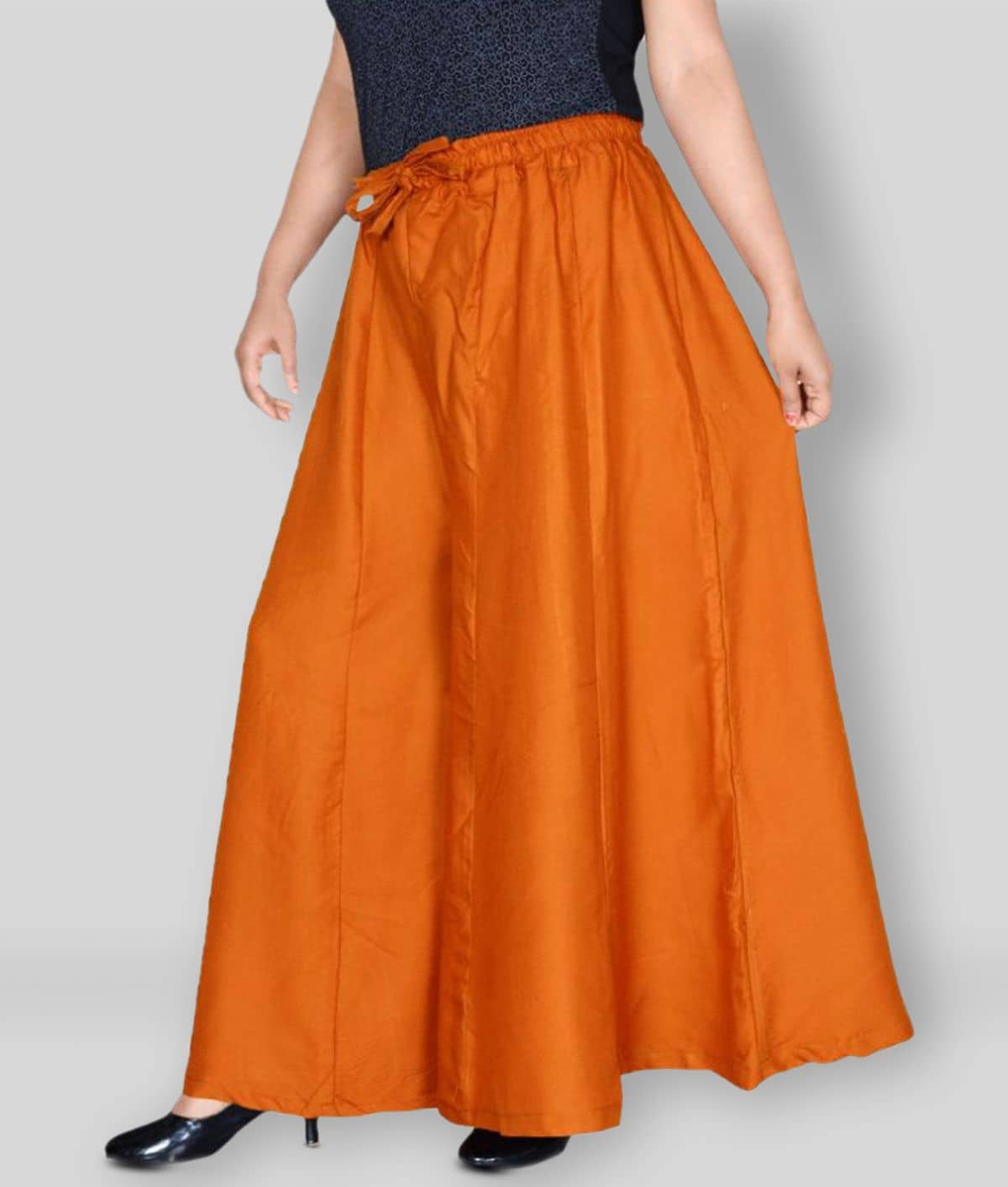 Sttoffa - Orange Rayon Flared Women's Palazzos ( Pack of 1 ) - Palazzos | Buy online on ZillyBuy
