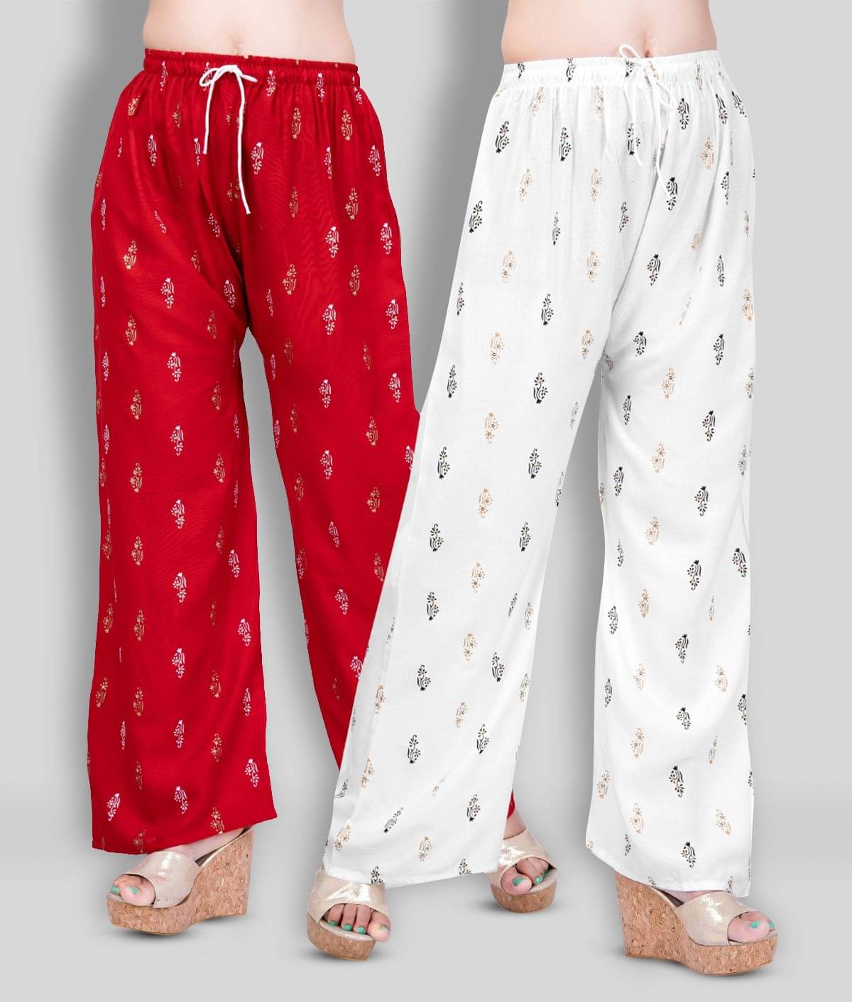 AREEBA - Multicolor Rayon Flared Women's Palazzos ( Pack of 2 ) AREEBA - Multicolor Rayon Flared Women's Palazzos ( Pack of 2 )
