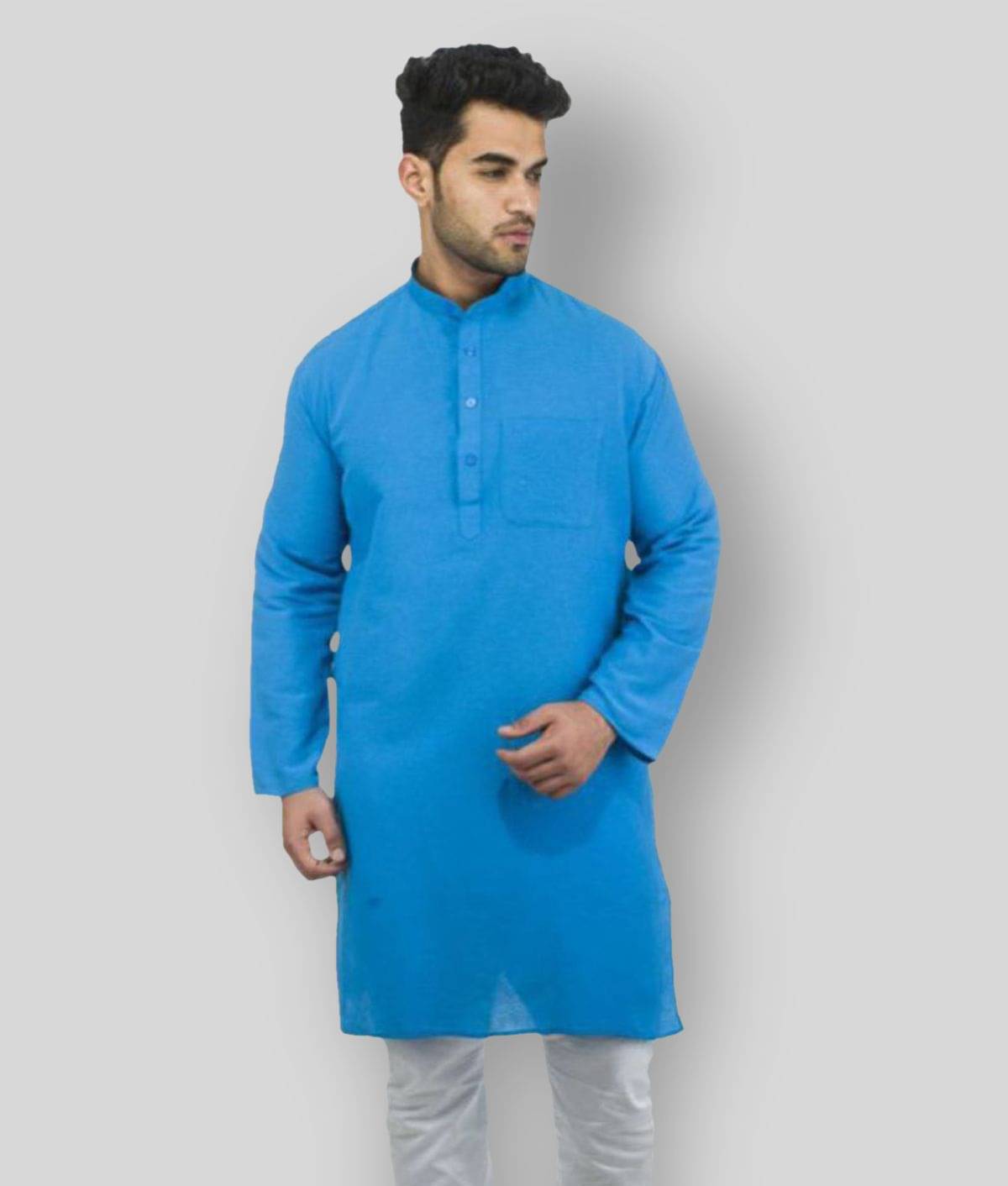 DESHBANDHU DBK - Blue Cotton Men's Regular Kurta ( Pack of 1 ) DESHBANDHU DBK - Blue Cotton Men's Regular Kurta ( Pack of 1 )