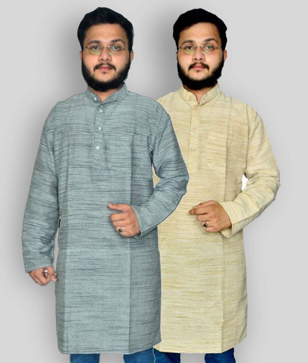     			DESHBANDHU DBK - Multicolor Cotton Men's Regular Kurta ( Pack of 2 )
