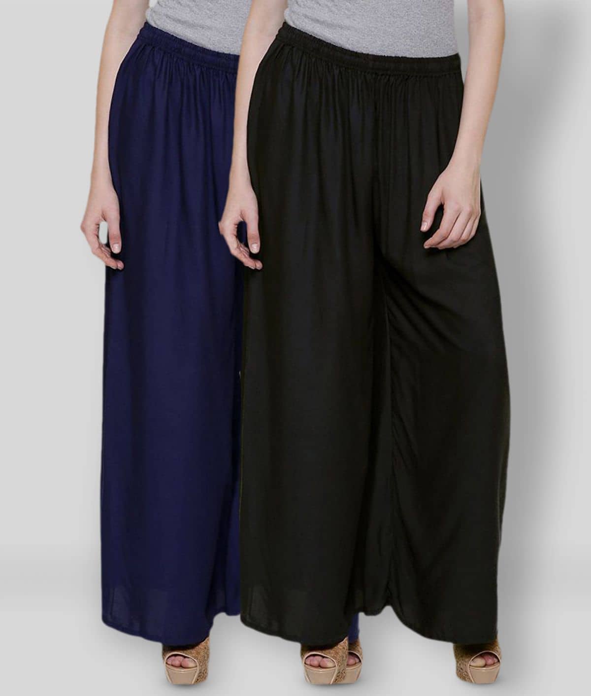 Disha - Multicolor Rayon Straight Women's Palazzos ( Pack of 2 )