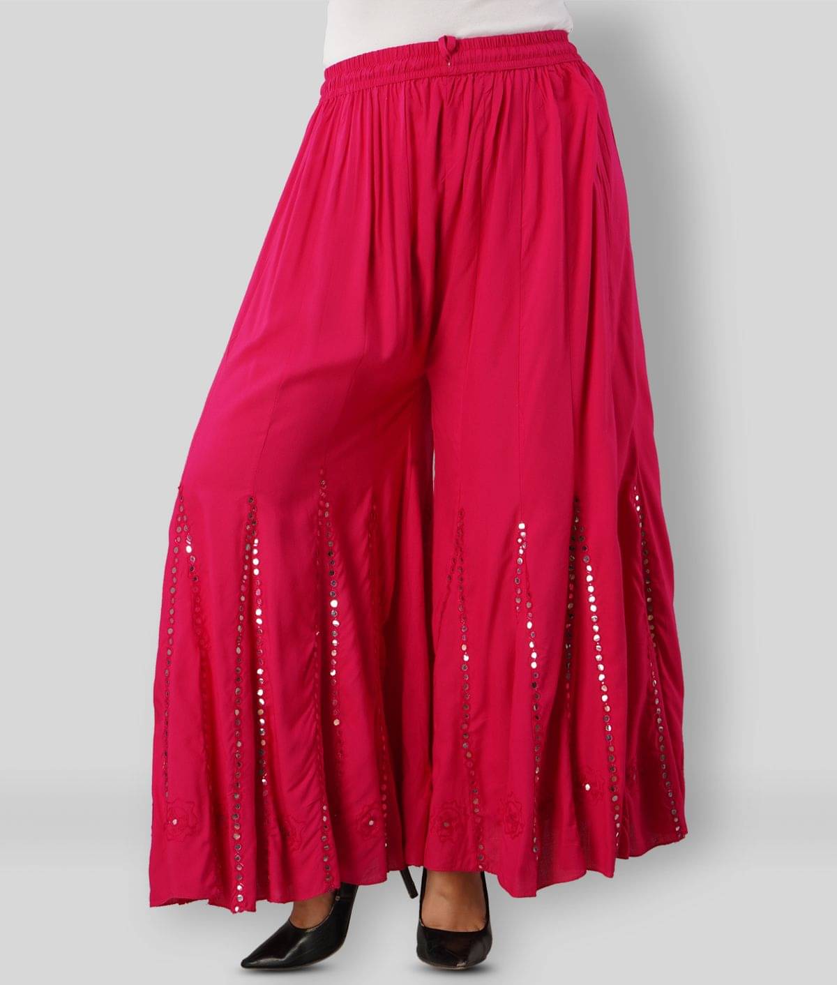     			FABRR - Pink Rayon Wide Leg Women's Palazzos ( Pack of 1 )