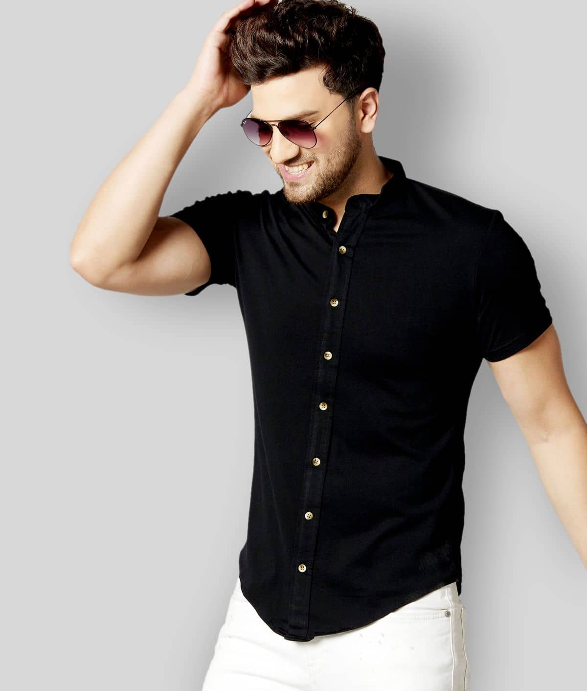 GESPO - Black Cotton Blend Regular Fit Men's Casual Shirt (Pack of 1)