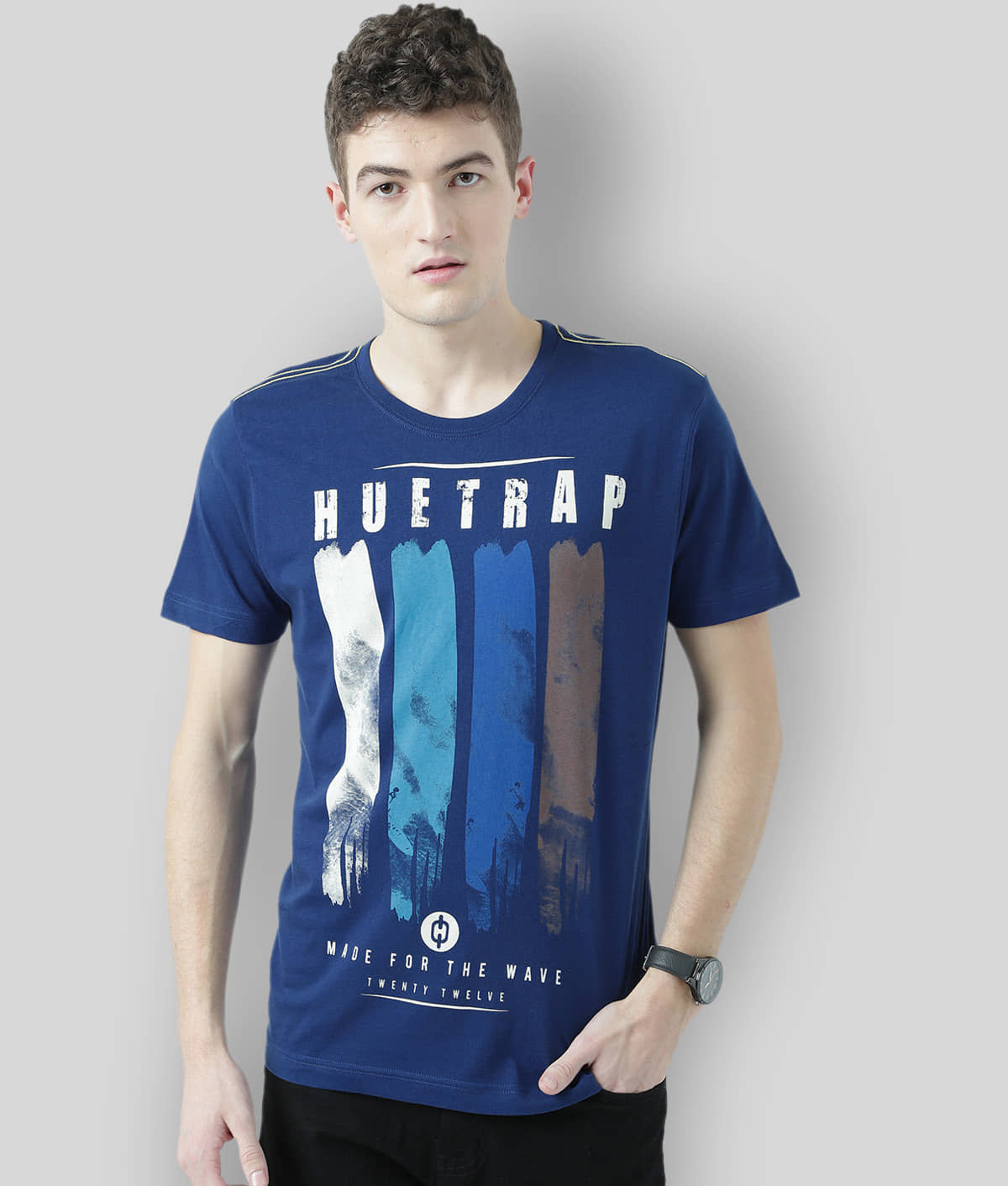 Huetrap Pack of 1 Cotton Regular Fit Men's T-Shirt ( Navy Blue )