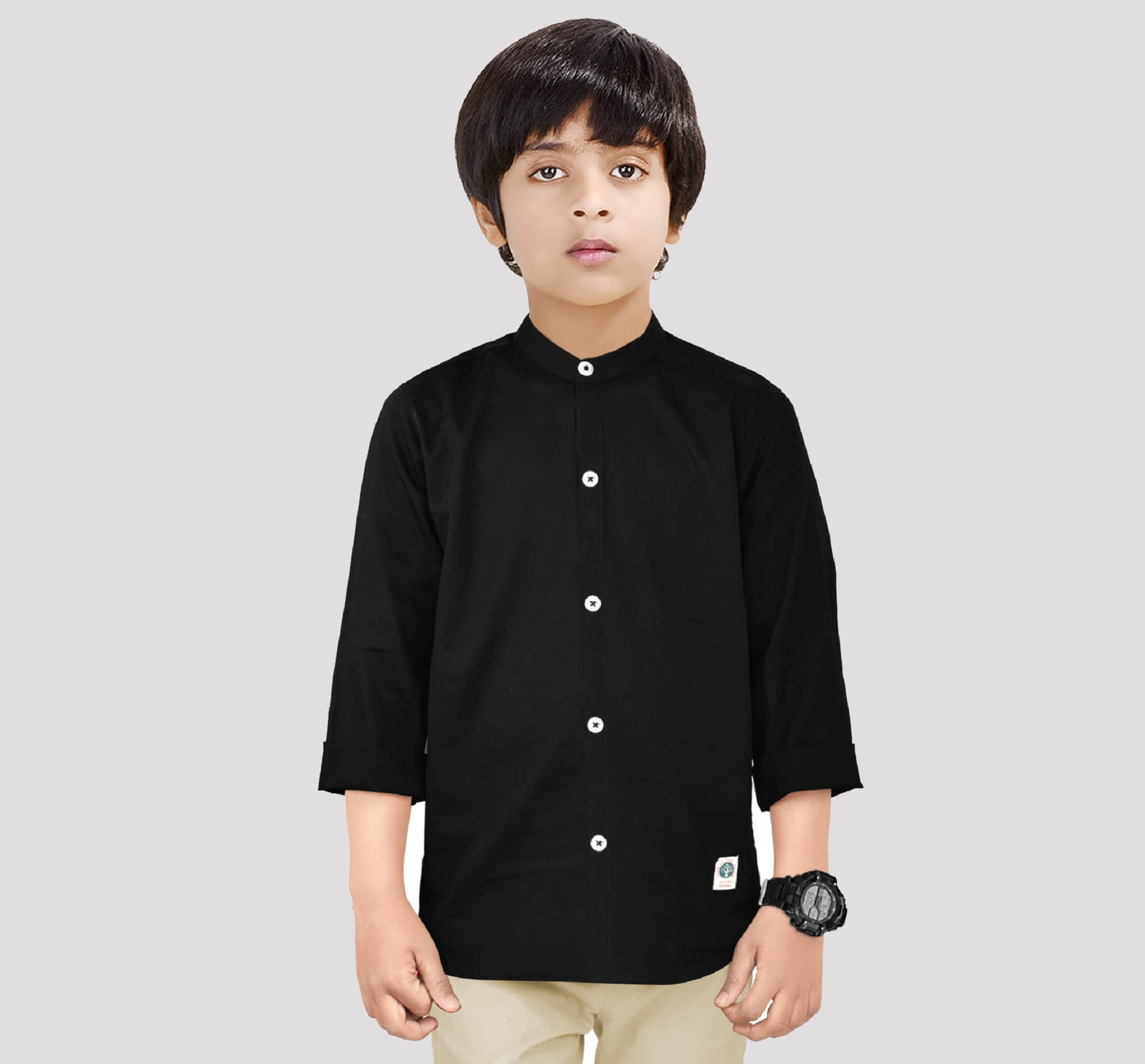Made In The Shade Pack of 1 Boys 100% Cotton Full Sleeves Shirt ( Black )