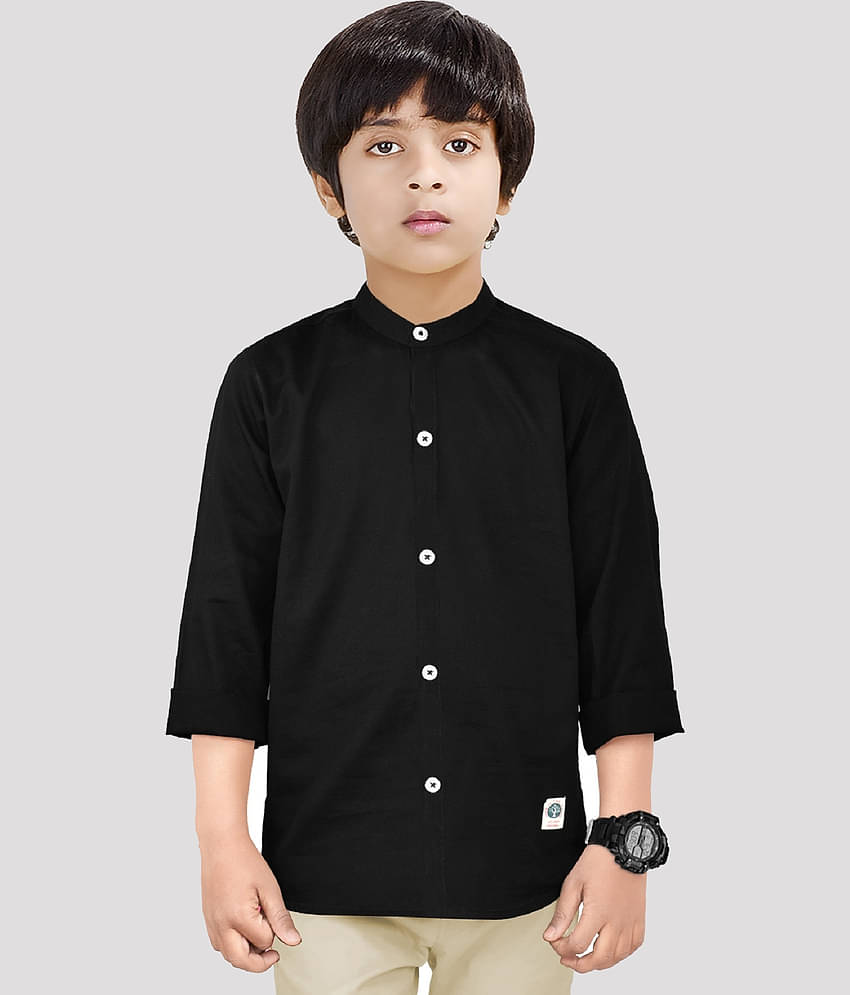 Made In The Shade Pack of 1 Boys 100% Cotton Full Sleeves Shirt ( Black )