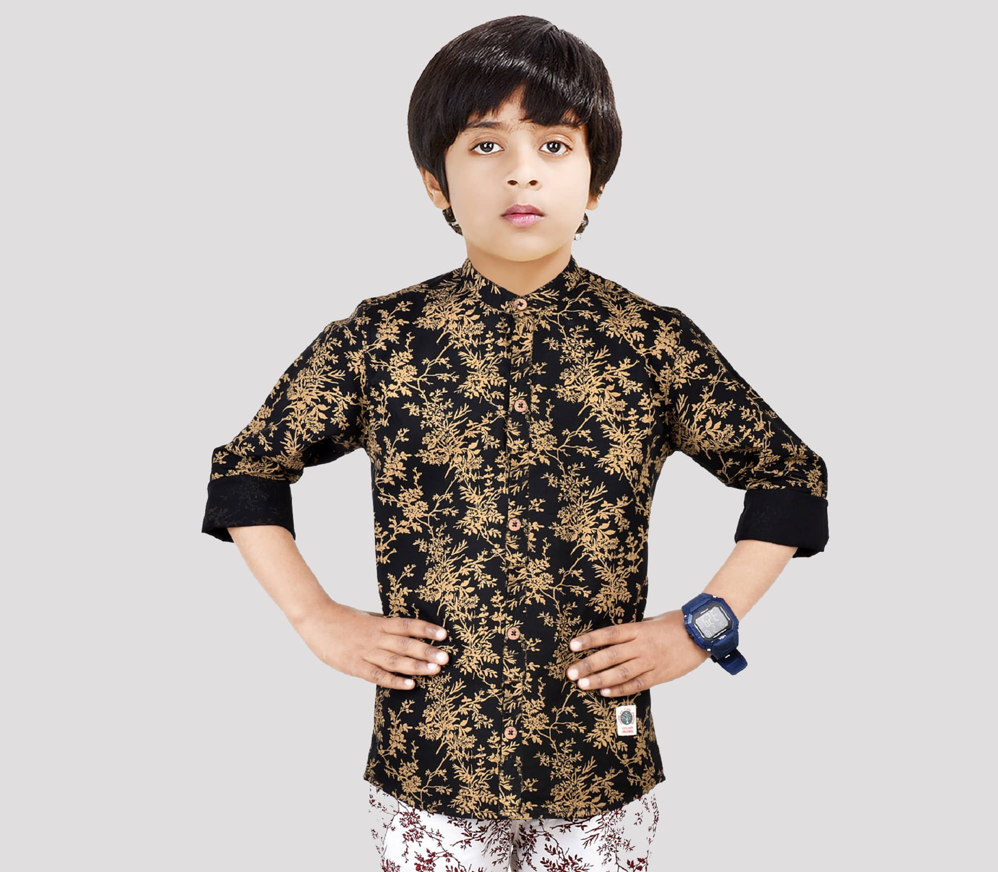 Made In The Shade Pack of 1 Boys 100% Cotton Full Sleeves Shirt ( Black )