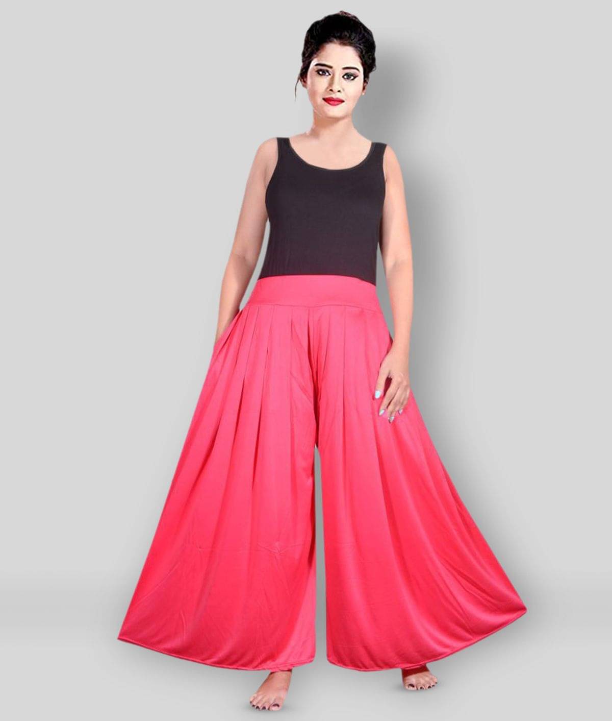 PURSA - Pink Satin Flared Women's Palazzos ( Pack of 1 ) PURSA - Pink Satin Flared Women's Palazzos ( Pack of 1 )