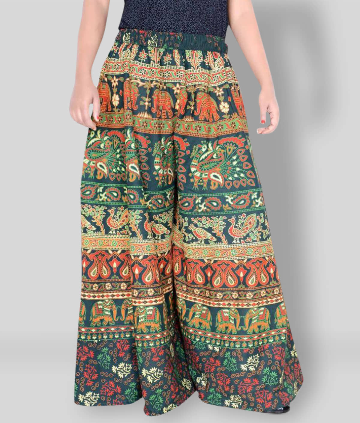 Sttoffa - Multicolor Cotton Flared Women's Palazzos ( Pack of 1 ) - Palazzos | Buy online on ZillyBuy