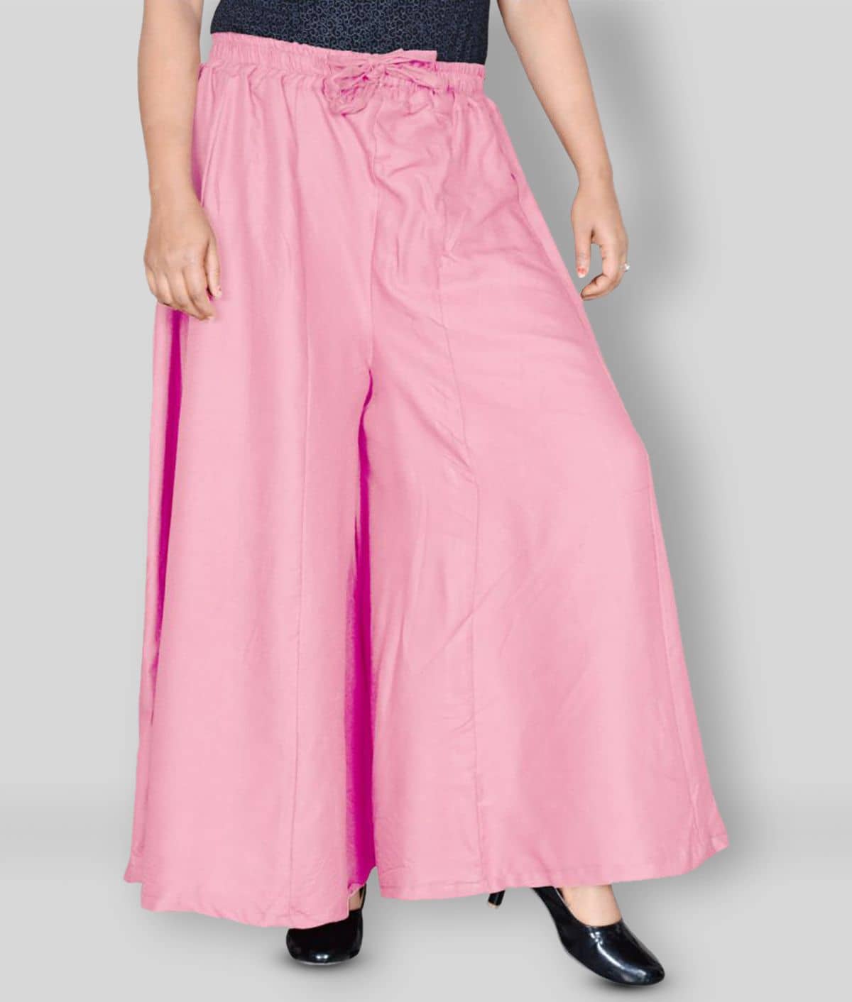Sttoffa - Pink Rayon Flared Women's Palazzos ( Pack of 1 ) - Palazzos | Buy online on ZillyBuy
