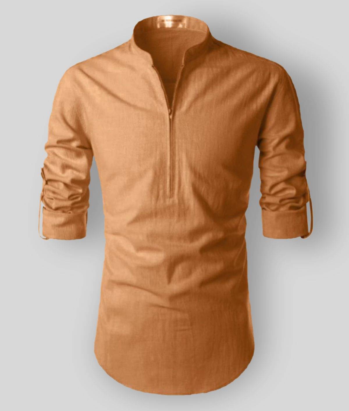 Vida Loca - Gold Cotton Men's Shirt Style Kurta ( Pack of 1 ) Vida Loca - Gold Cotton Men's Shirt Style Kurta ( Pack of 1 )