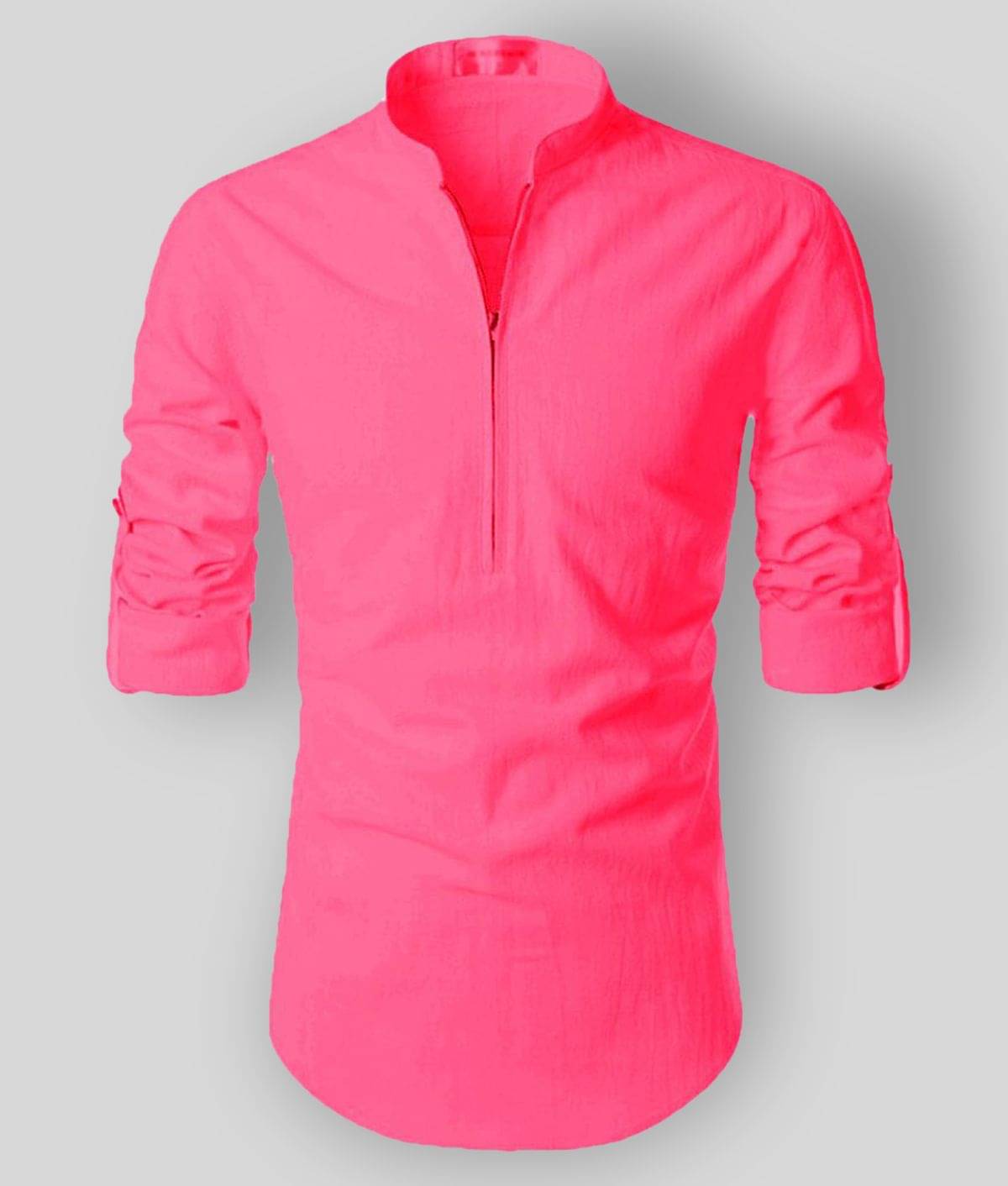 Vida Loca - Pink Cotton Men's Shirt Style Kurta ( Pack of 1 ) Vida Loca - Pink Cotton Men's Shirt Style Kurta ( Pack of 1 )