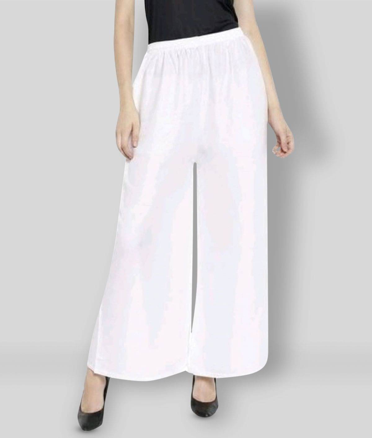     			AREEBA - Off White Rayon Flared Women's Palazzos ( Pack of 1 )