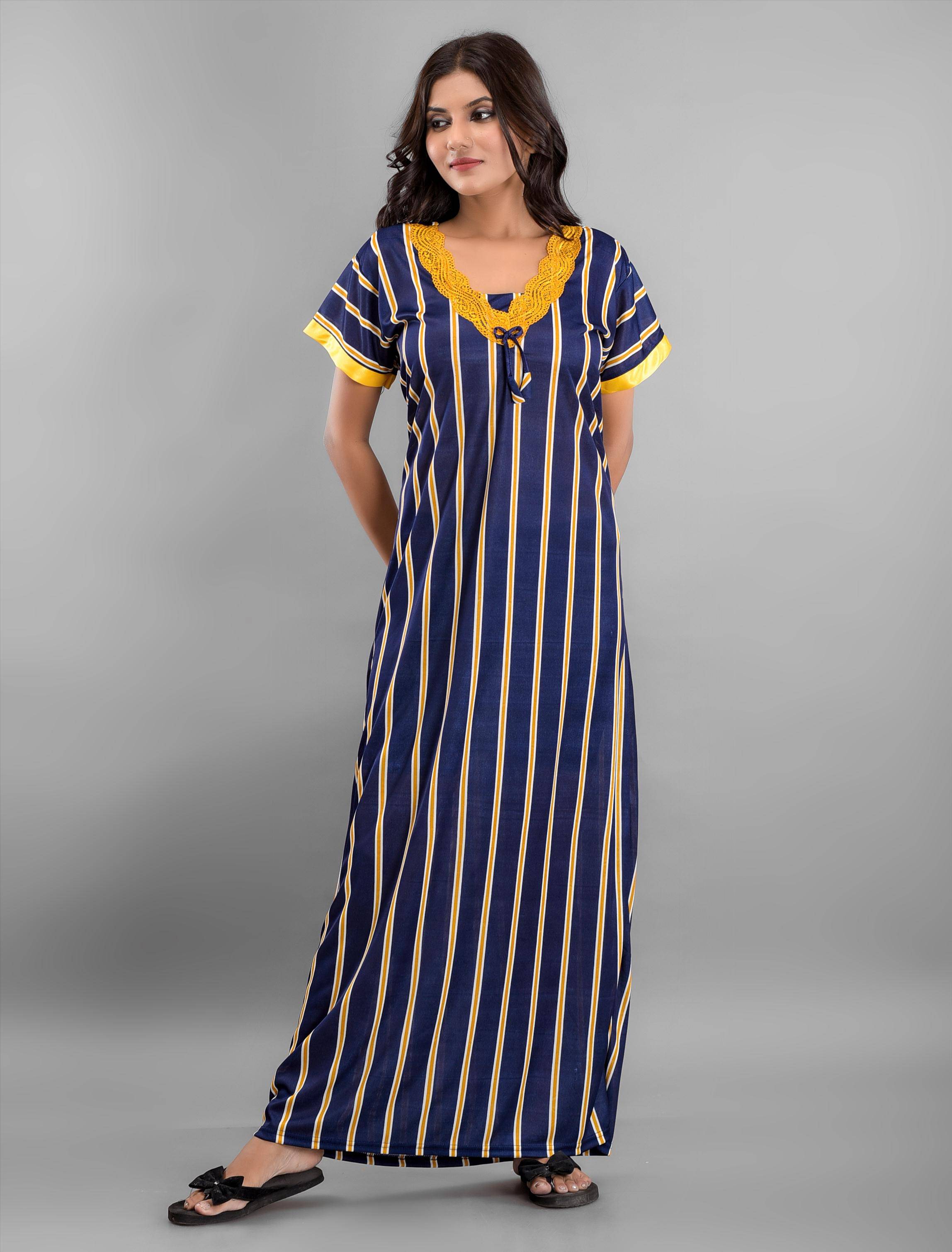     			Apratim - Blue Satin Women's Nightwear Nighty & Night Gowns ( Pack of 1 )