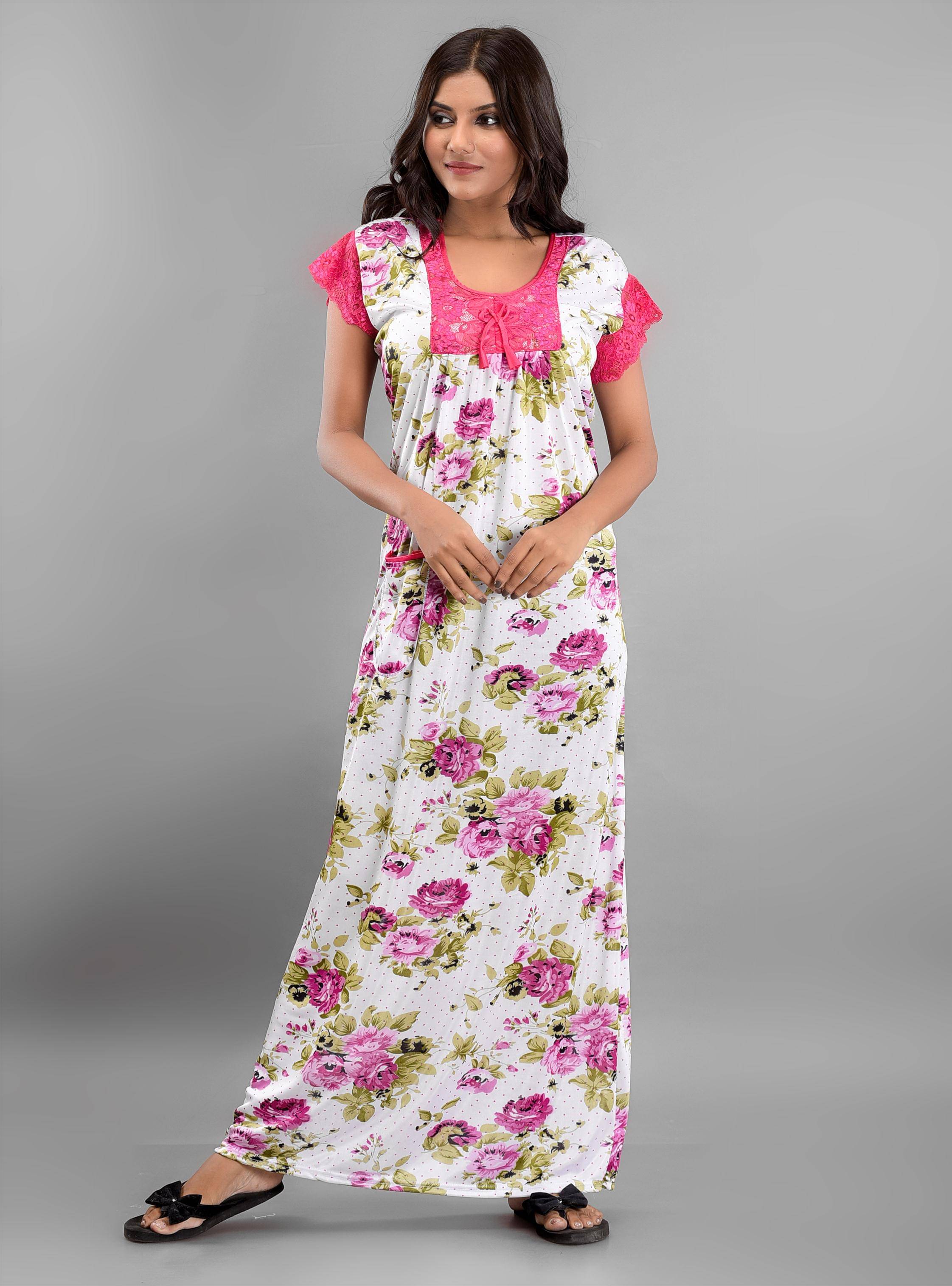     			Apratim - White Satin Women's Nightwear Nighty & Night Gowns ( Pack of 1 )