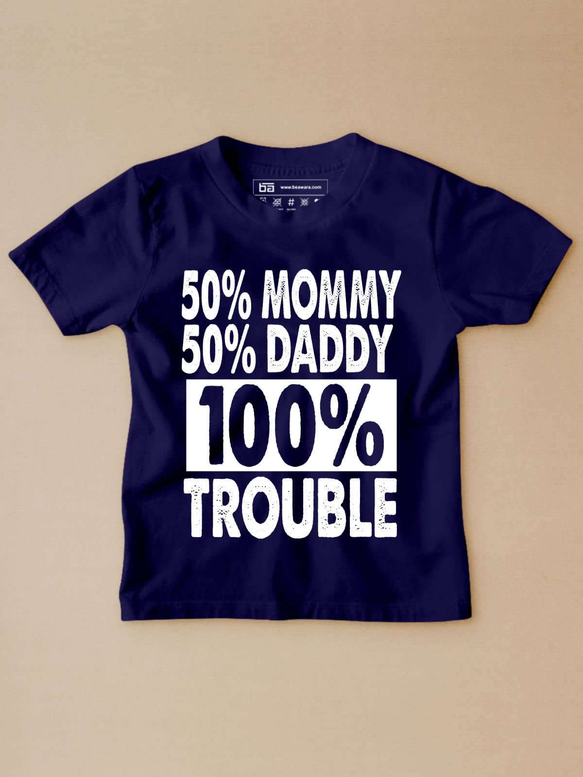 Be Awara Pack of 1 Unisex for Baby Cotton T-Shirt ( Navy )