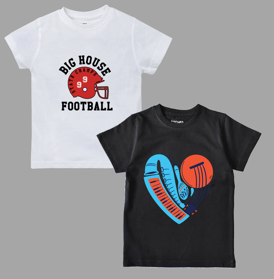     			ETCHED DESIGN Pack of 1 Boys Cotton T-Shirt ( Multi Color )