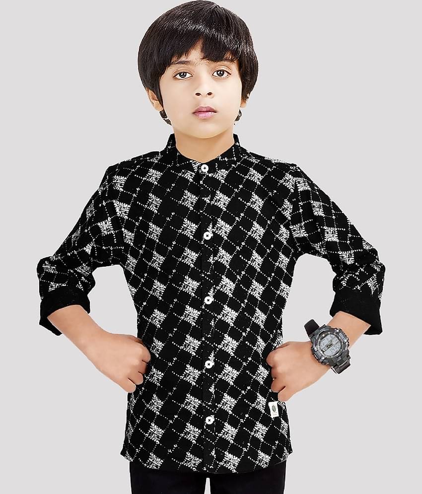 Made In The Shade Pack of 1 Boys 100% Cotton Full Sleeves Shirt ( Black )