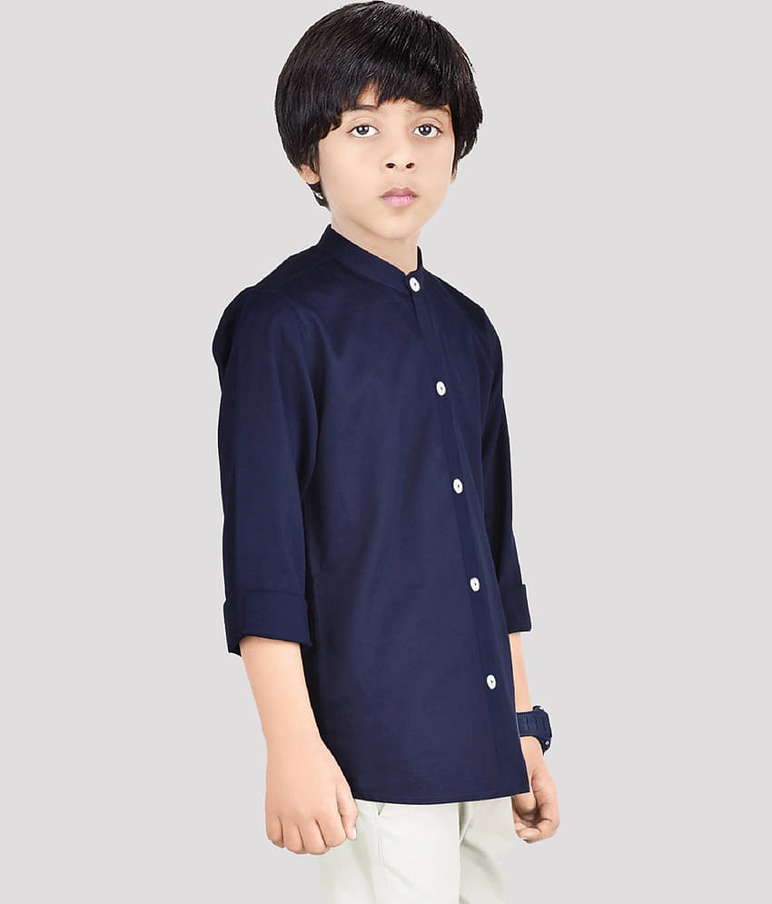 Made In The Shade Pack of 1 Boys 100% Cotton Full Sleeves Shirt ( Navy )