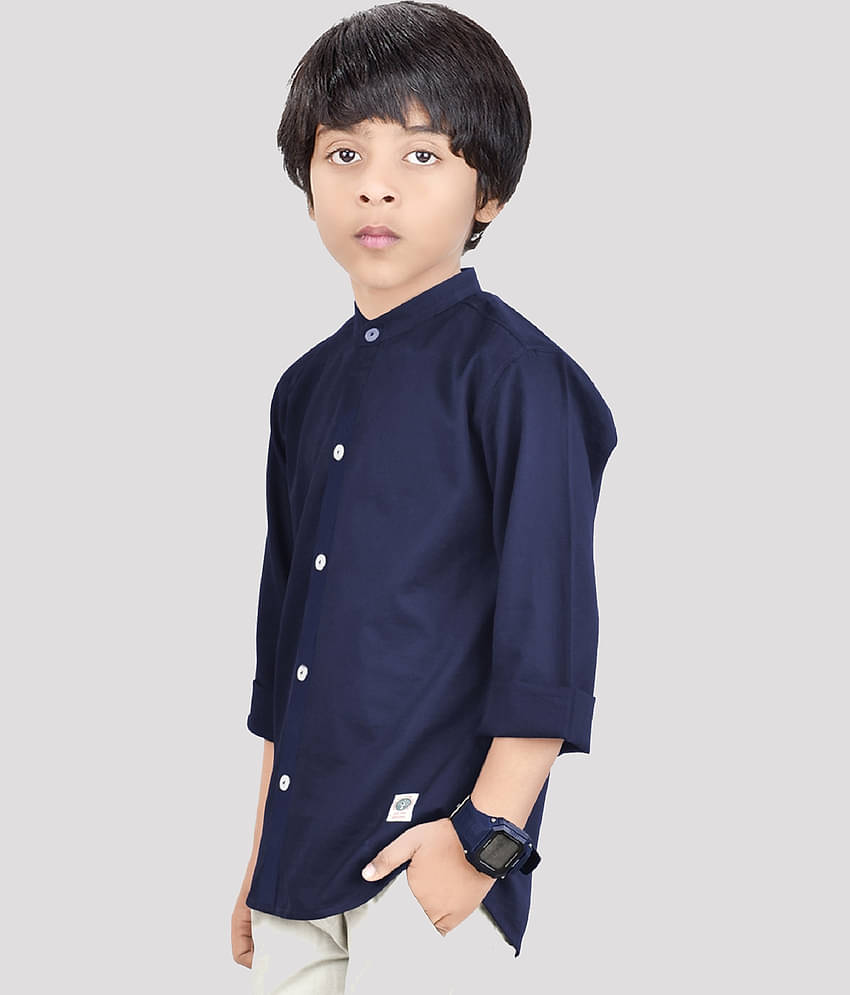 Made In The Shade Pack of 1 Boys 100% Cotton Full Sleeves Shirt ( Navy )