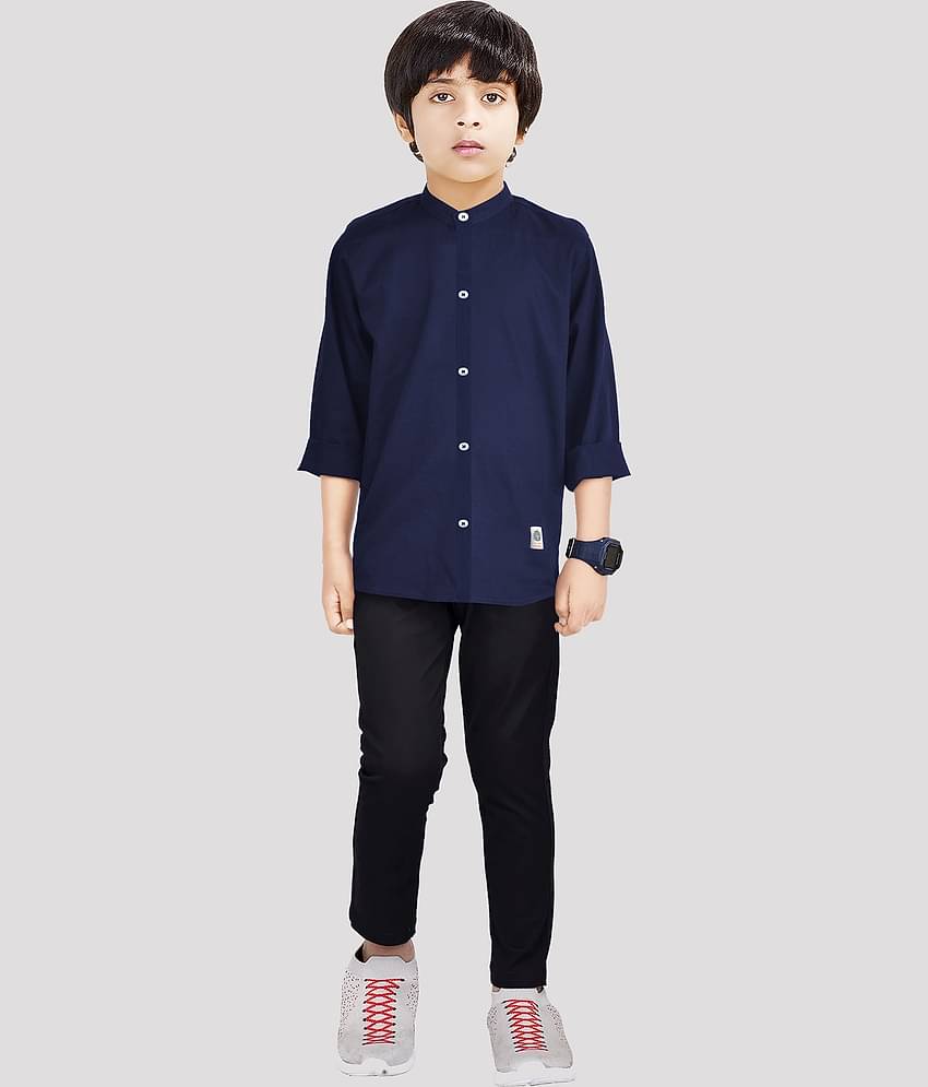 Made In The Shade Pack of 1 Boys 100% Cotton Full Sleeves Shirt ( Navy )