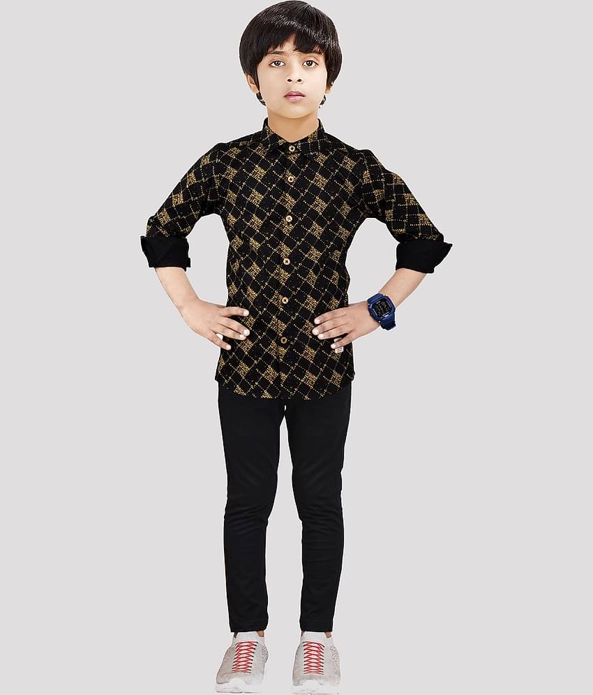 Made In The Shade Pack of 1 Boys 100% Cotton Shirt ( Black )