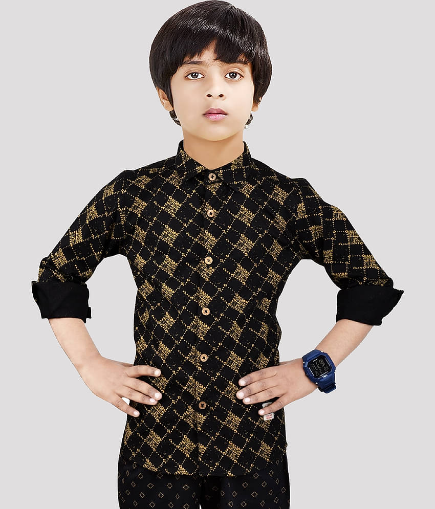 Made In The Shade Pack of 1 Boys 100% Cotton Shirt ( Black )