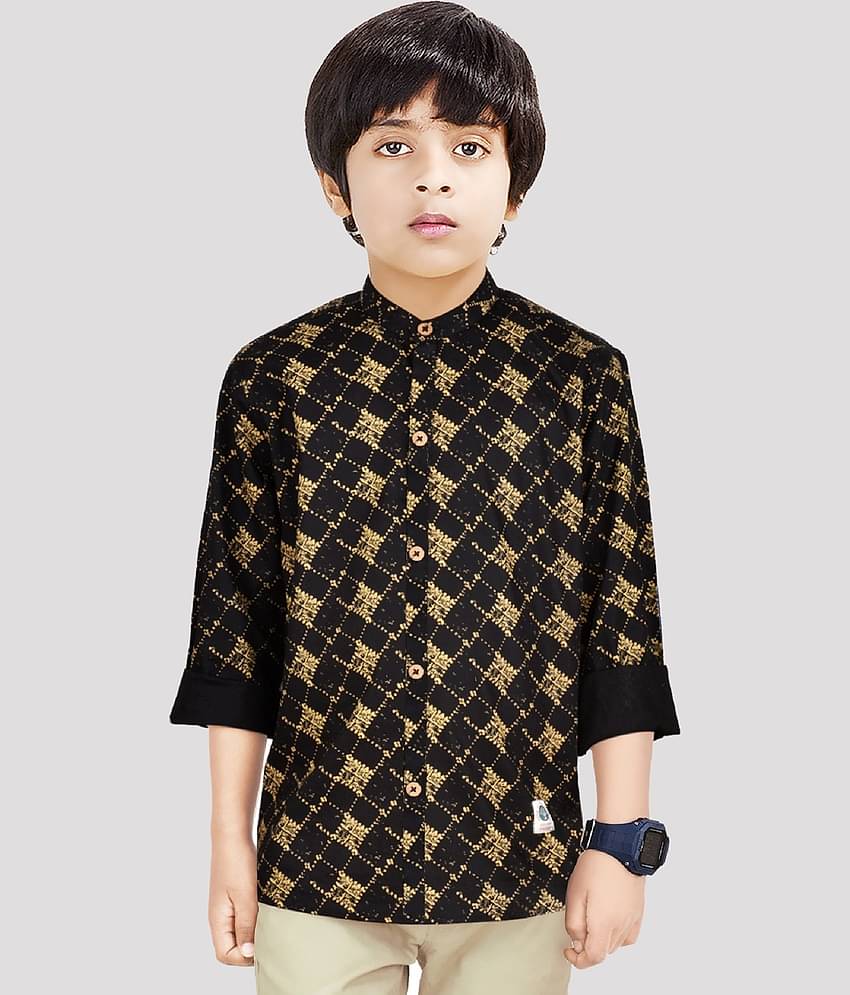 Made In The Shade Pack of 1 Boys 100% Cotton Full Sleeves Shirt ( Black )