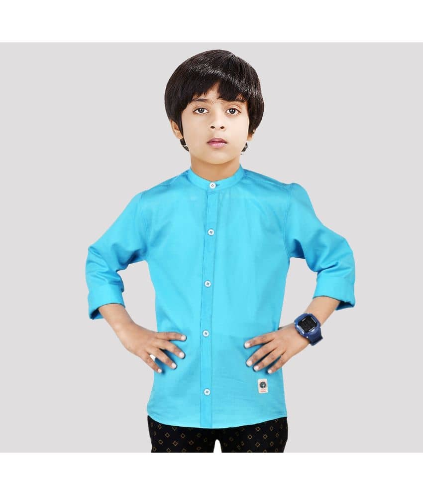 Made In The Shade Pack of 1 Boys 100% Cotton Full Sleeves Shirt ( Turquoise )