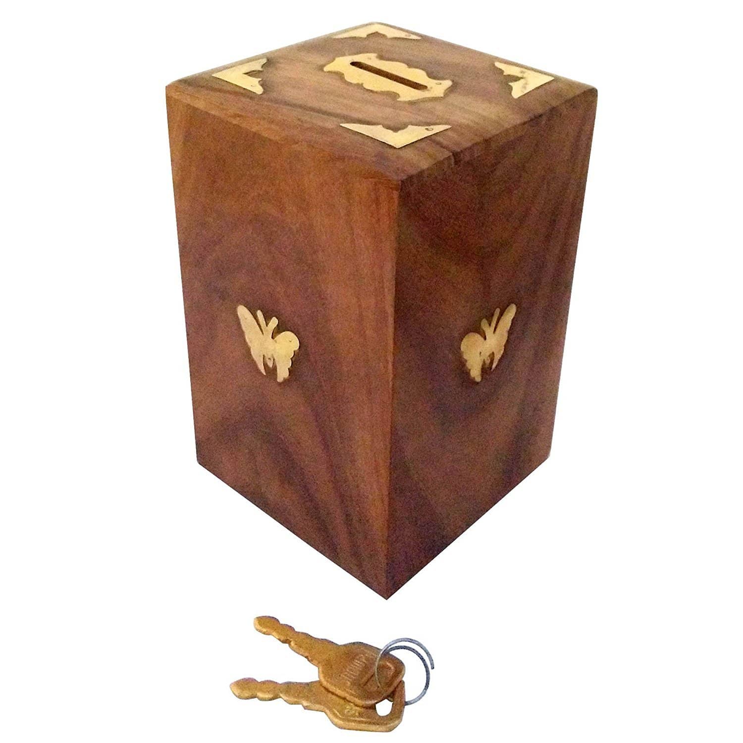 SWH - Wood Brown Piggy Bank ( Pack of 1 )