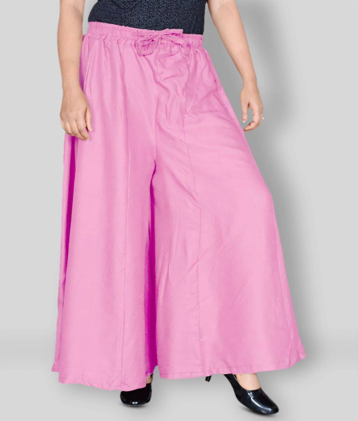 Sttoffa - Pink Rayon Flared Women's Palazzos ( Pack of 1 ) - Palazzos | Buy online on ZillyBuy