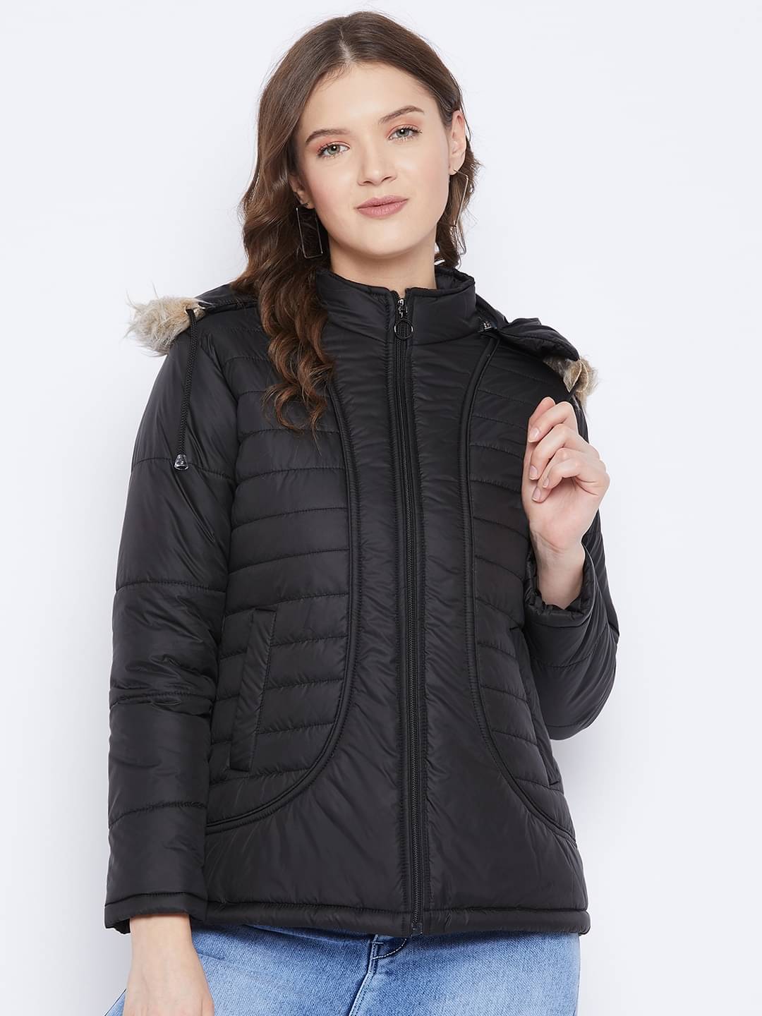     			VERO AMORE Polyester Blend Black Parka Jackets Single