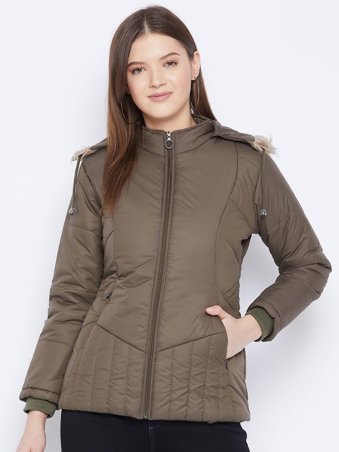 VERO AMORE Polyester Blend Green Parka Jackets Single VERO AMORE Polyester Blend Green Parka Jackets Single