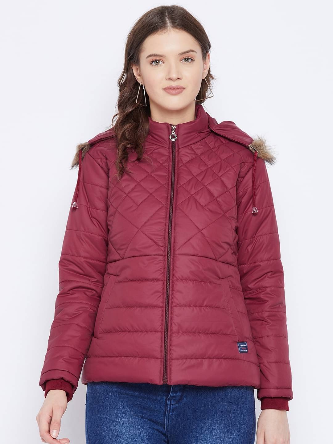     			VERO AMORE Polyester Blend Maroon Parka Jackets Single