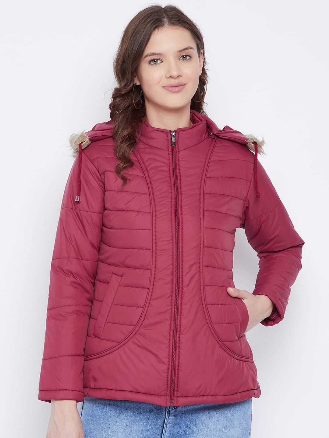 VERO AMORE Polyester Blend Maroon Parka Jackets Single VERO AMORE Polyester Blend Maroon Parka Jackets Single