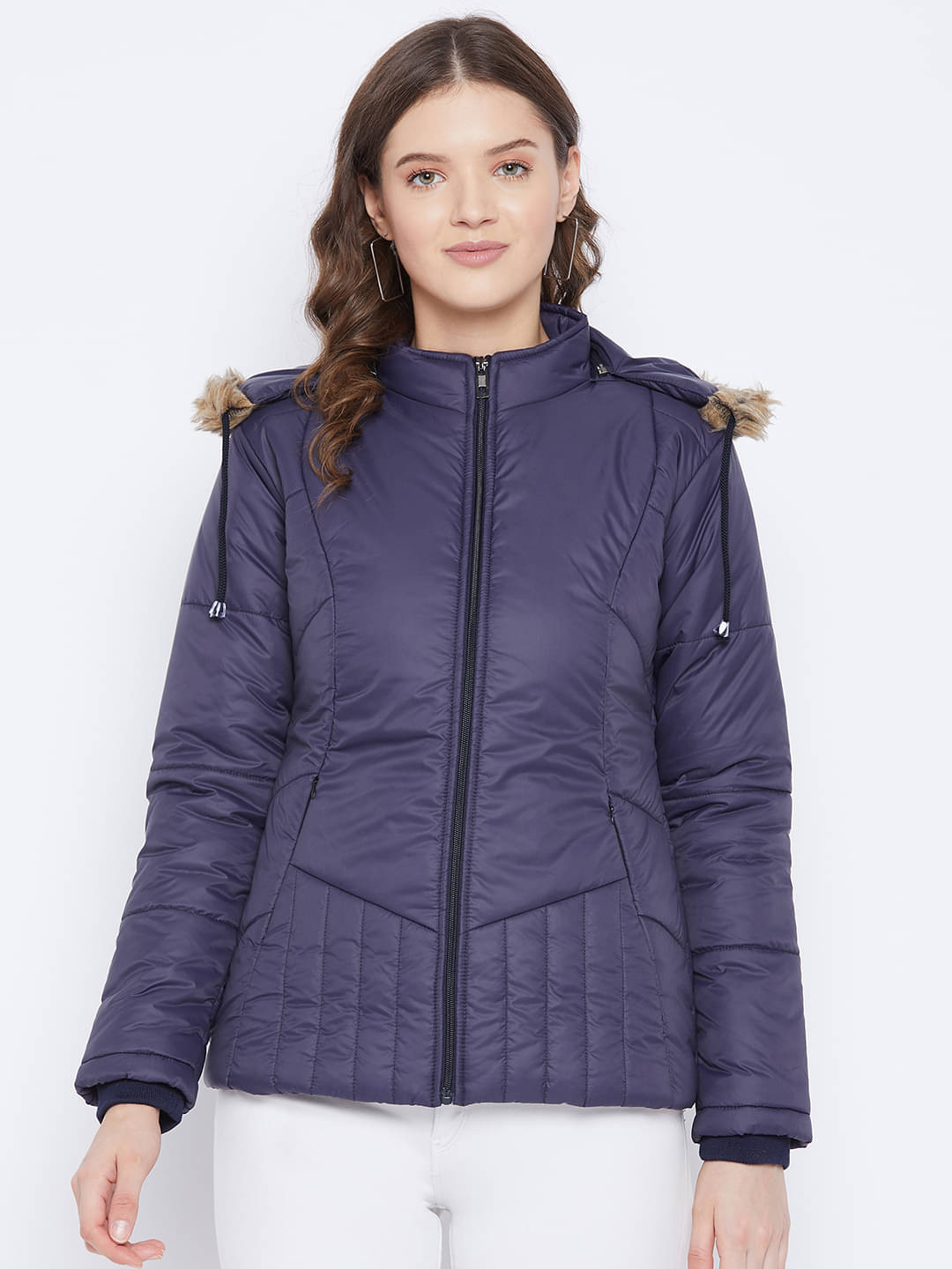 VERO AMORE Polyester Blend Navy Parka Jackets Single VERO AMORE Polyester Blend Navy Parka Jackets Single