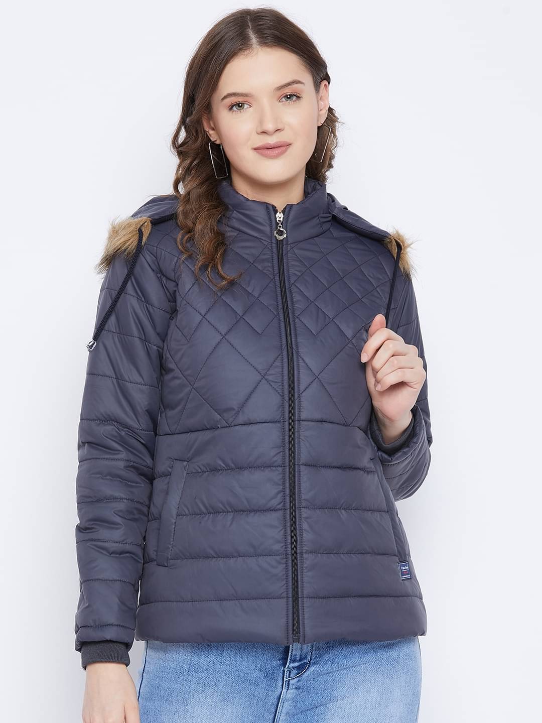 VERO AMORE Polyester Blend Navy Parka Jackets Single VERO AMORE Polyester Blend Navy Parka Jackets Single