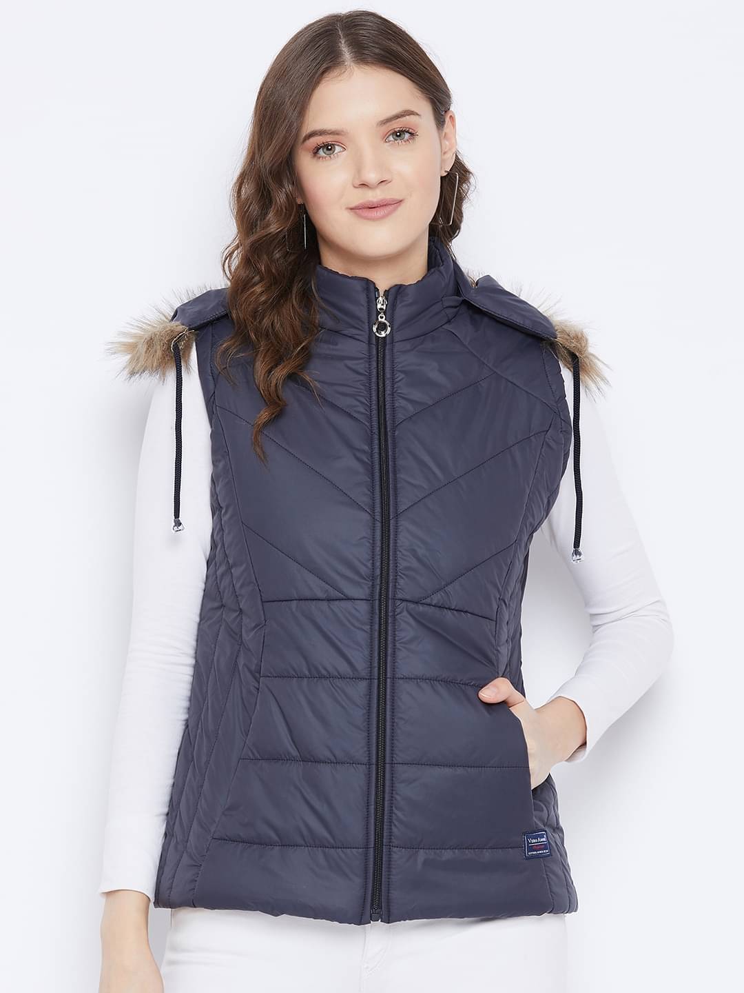 VERO AMORE Polyester Blend Navy Parka Jackets Single VERO AMORE Polyester Blend Navy Parka Jackets Single