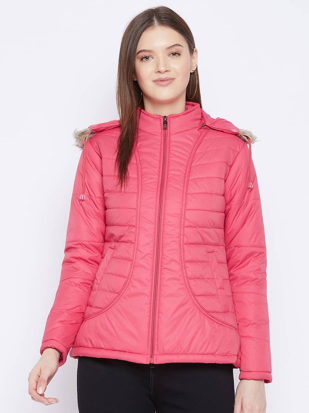 VERO AMORE Polyester Blend Pink Parka Jackets Single VERO AMORE Polyester Blend Pink Parka Jackets Single