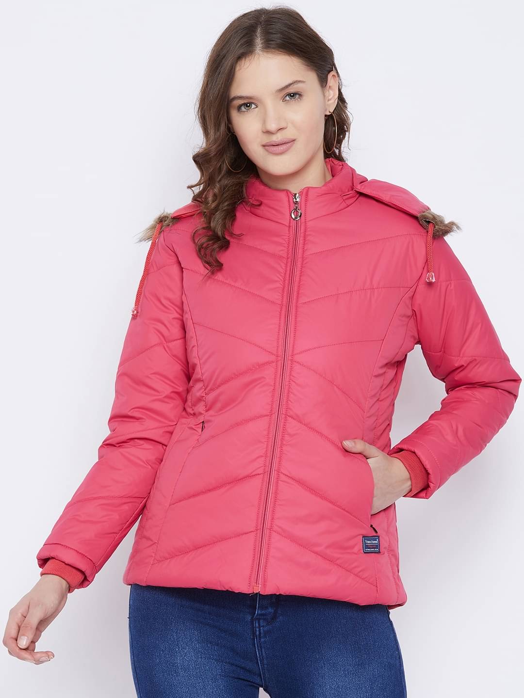 VERO AMORE Polyester Blend Pink Parka Jackets Single VERO AMORE Polyester Blend Pink Parka Jackets Single