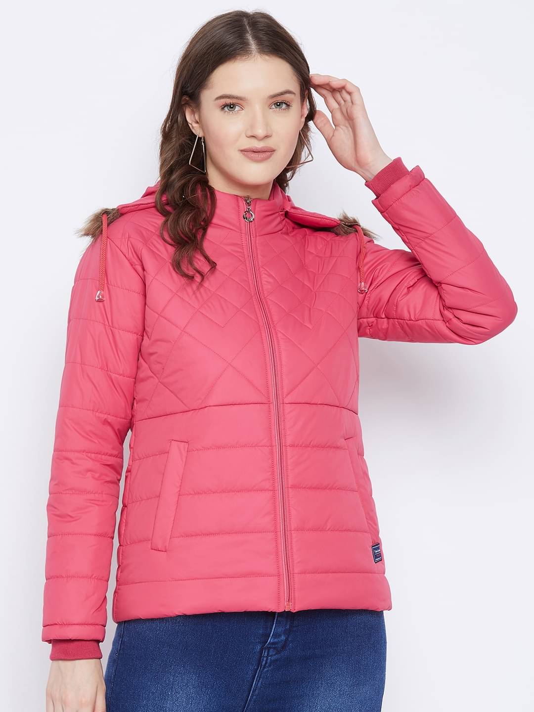     			VERO AMORE Polyester Blend Pink Parka Jackets Single