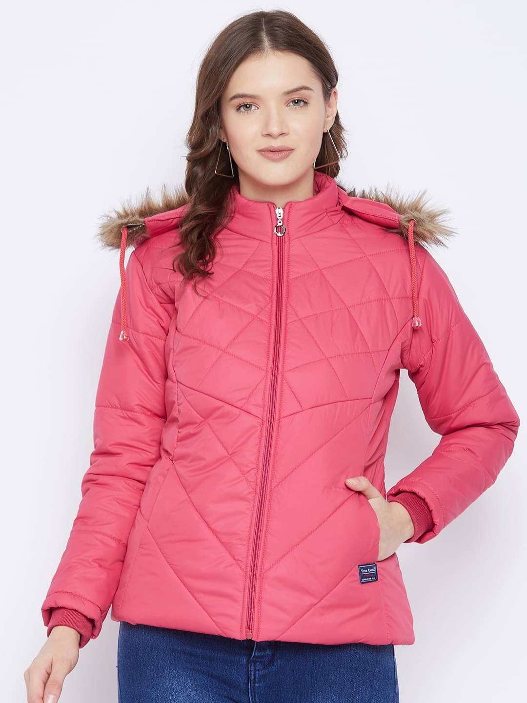 VERO AMORE Polyester Blend Pink Parka Jackets Single VERO AMORE Polyester Blend Pink Parka Jackets Single