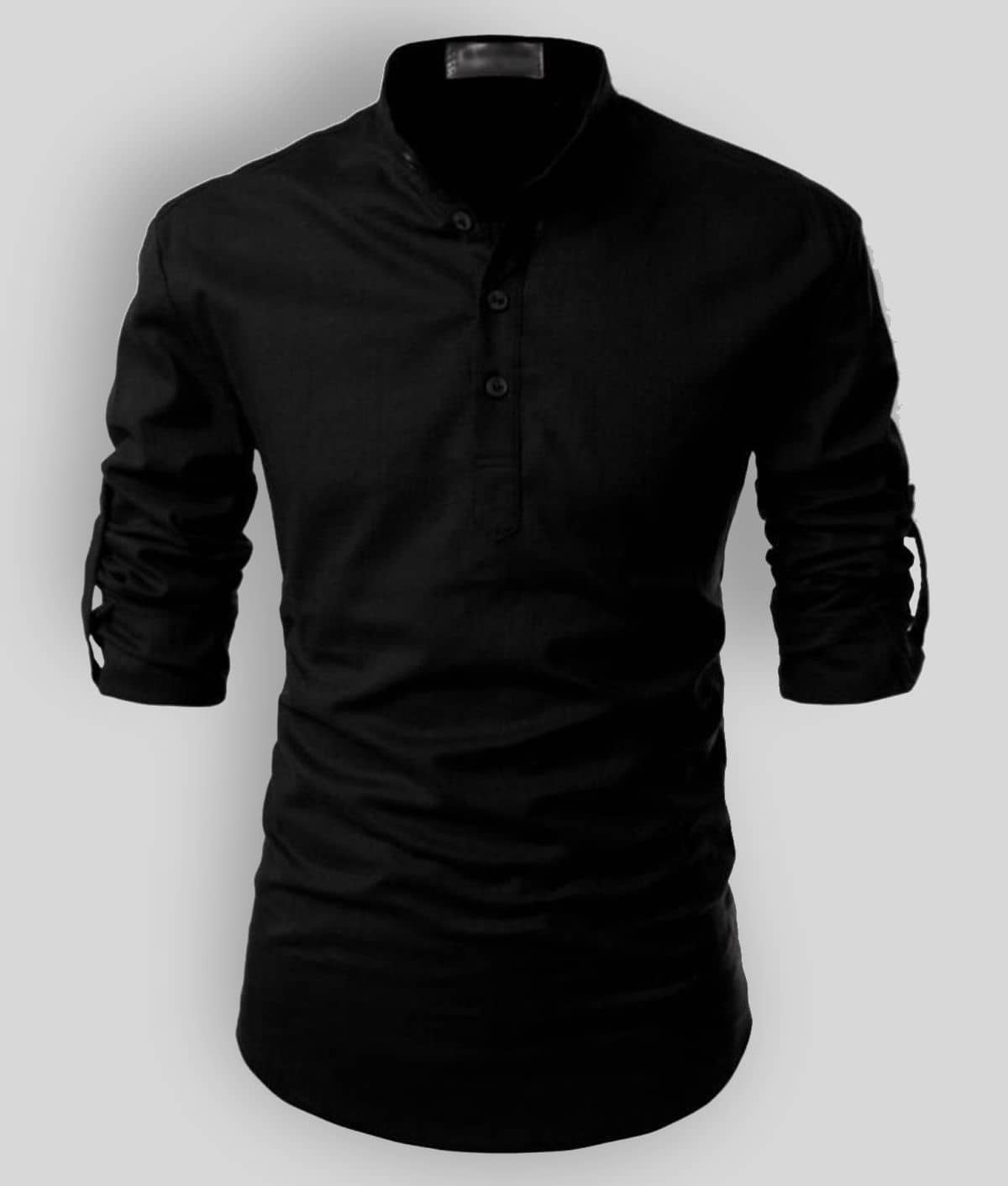 Vida Loca - Black Linen Men's Shirt Style Kurta ( Pack of 1 ) - Kurtas & Kurta Sets | Buy online on ZillyBuy