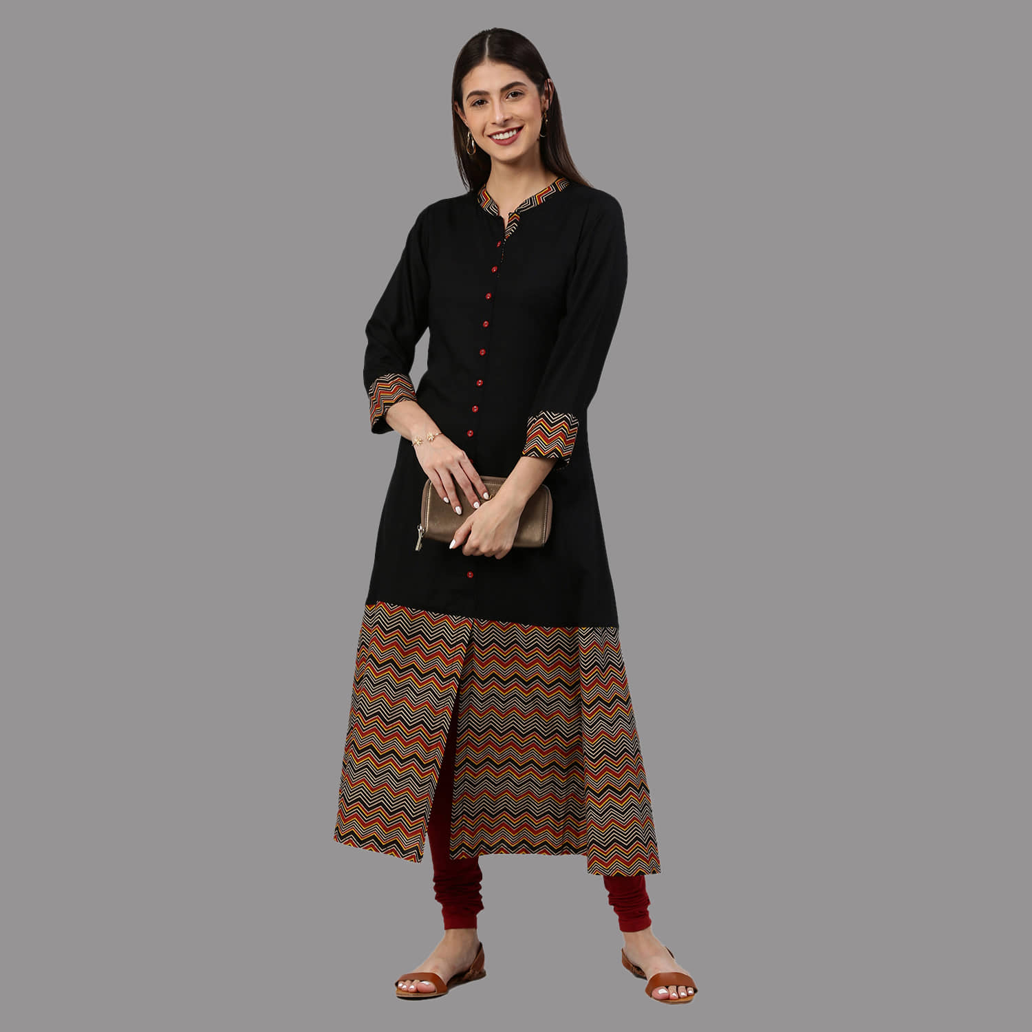 Yash Gallery - Black Rayon Women's Front Slit Kurti ( Pack of 1 ) - Kurtis, Tunics | Buy online on ZillyBuy