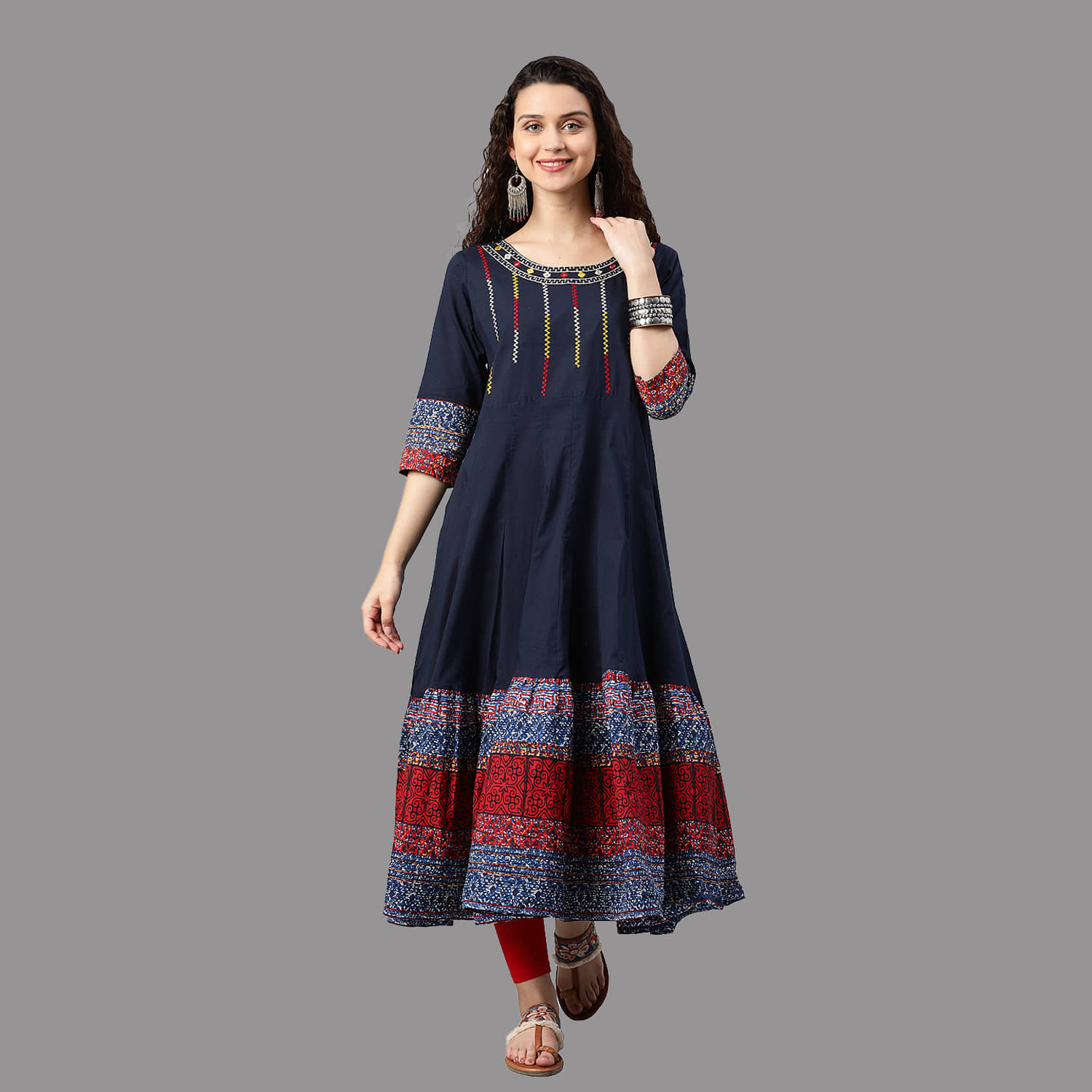 Yash Gallery - Blue Cotton Women's Anarkali Kurti ( Pack of 1 ) - Kurtis, Tunics | Buy online on ZillyBuy