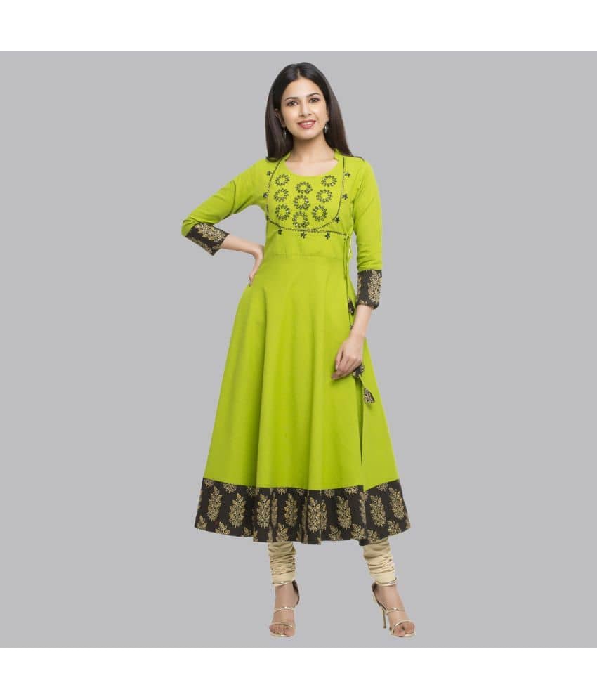 Yash Gallery - Green Cotton Women's Anarkali Kurti ( Pack of 1 ) - Kurtis, Tunics | Buy online on ZillyBuy