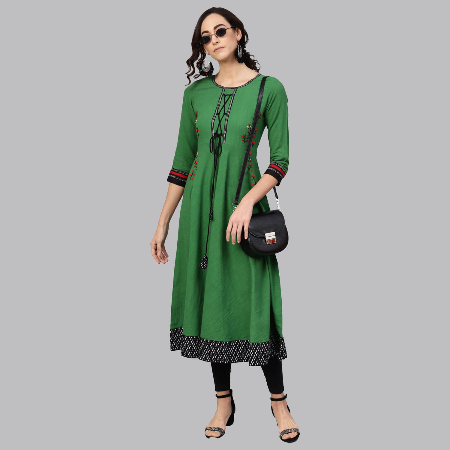 Yash Gallery - Maroon Cotton Women's Flared Kurti ( Pack of 1 ) - Kurtis, Tunics | Buy online on ZillyBuy