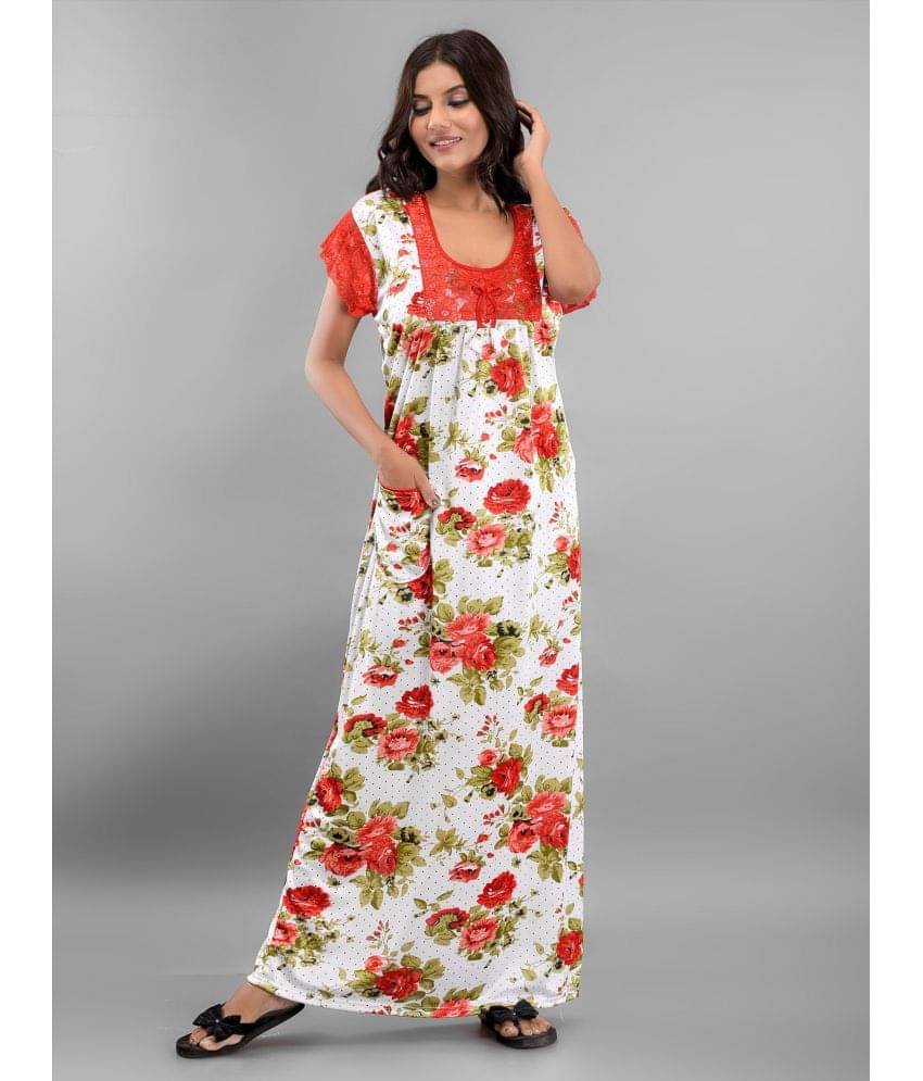     			Anjaneya Creations - White Satin Women's Nightwear Nighty & Night Gowns ( Pack of 1 )